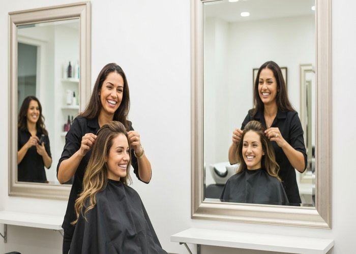 Profissional do Belle Studio trabalhando